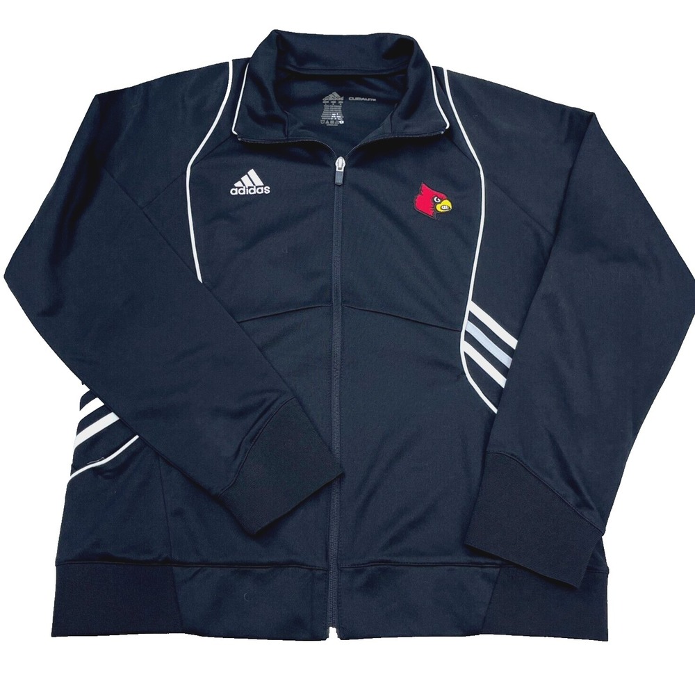 Louisville Cardinals Jacket Men Large Black Performance Track Suit Adidas Clima